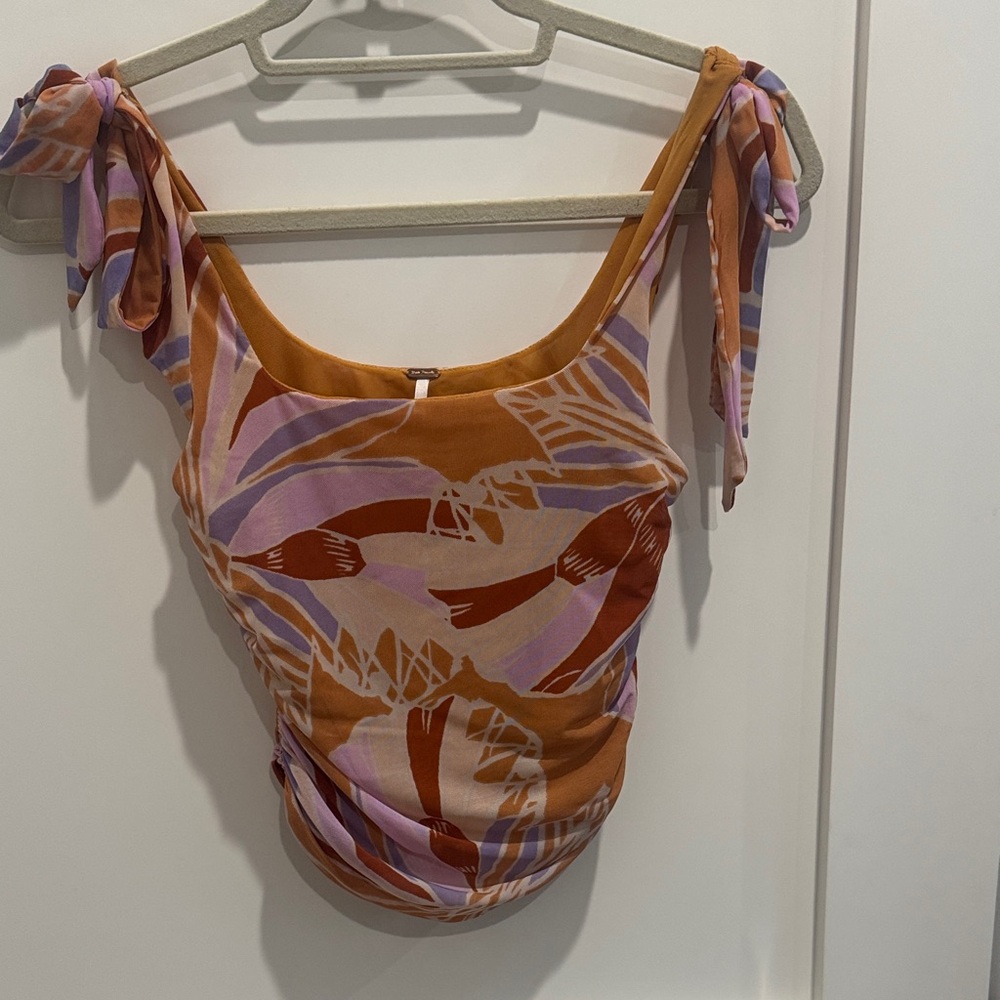 Free People Orange and Purple top
